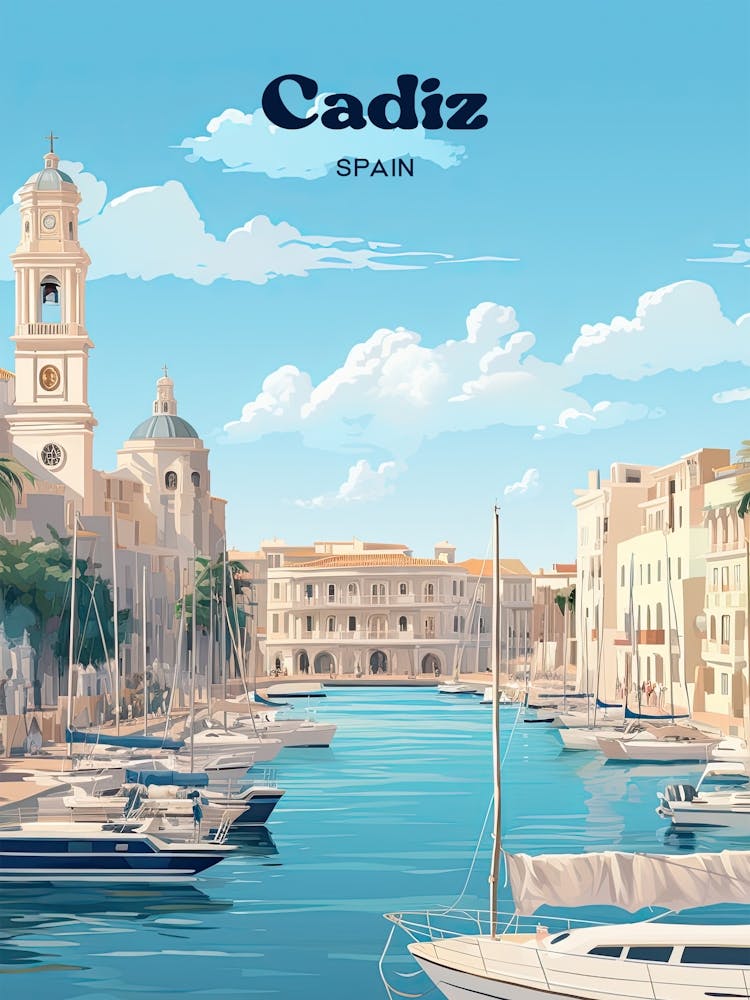 Cadiz Spanien Hafenstadt Reisekunst-Illustration