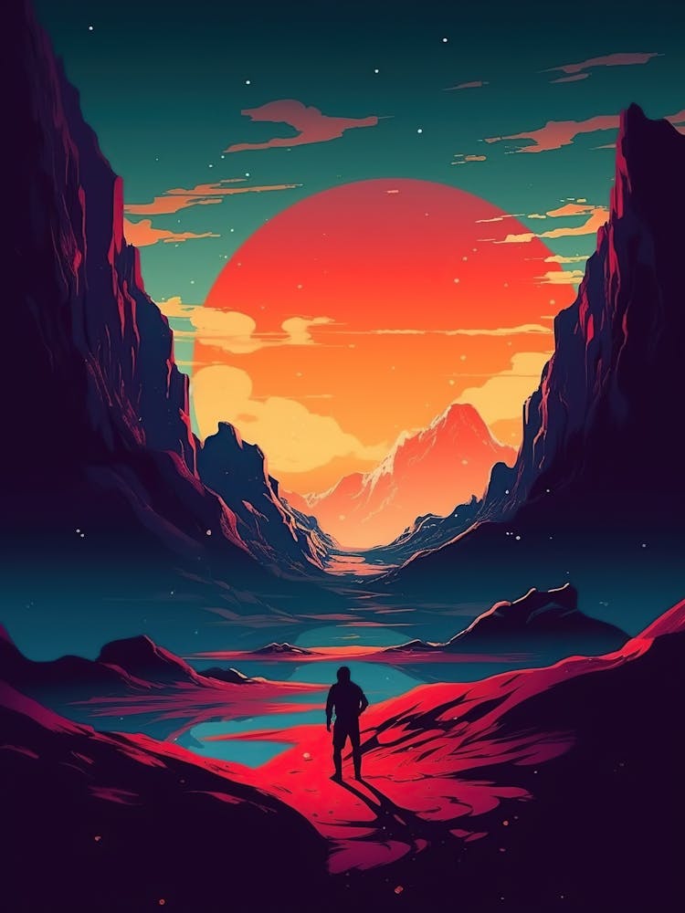 Man Walking In The Desert