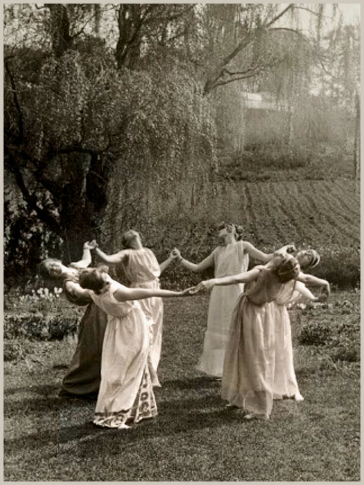 Circle of Witches Dancing - Ritual Pagan Ladies Dance 1921 Vintage Art Deco Remastered Photograph - Spiritual Witchy Fairytale Fairies Witchcraft Spells Calling the Moon Goddess Selene Mayday or Midsummer 2