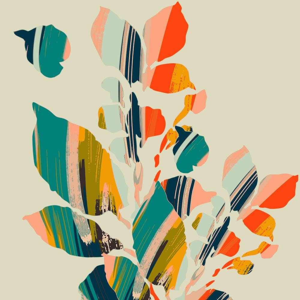 Colorful Poplar Tree Leaf Square