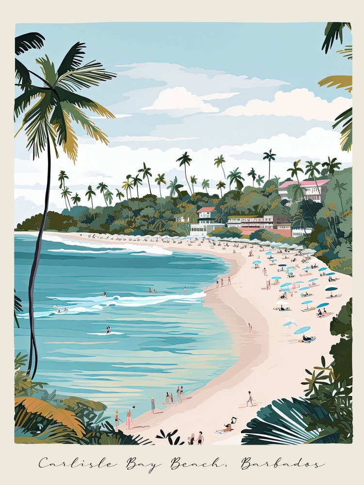 Affiche de Carlisle Bay Beach, Barbade, Style Matisse et Rousseau 4