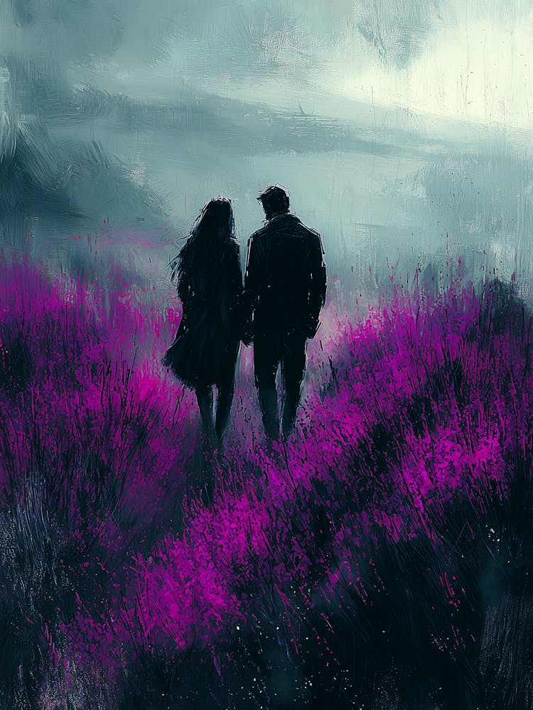 Love In The Mist, Romantic Monochrome Charcoal style