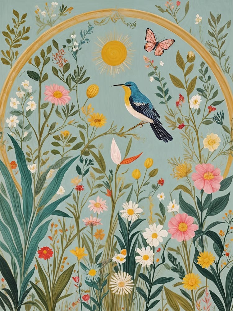 Bird & Butterfly In The Garden