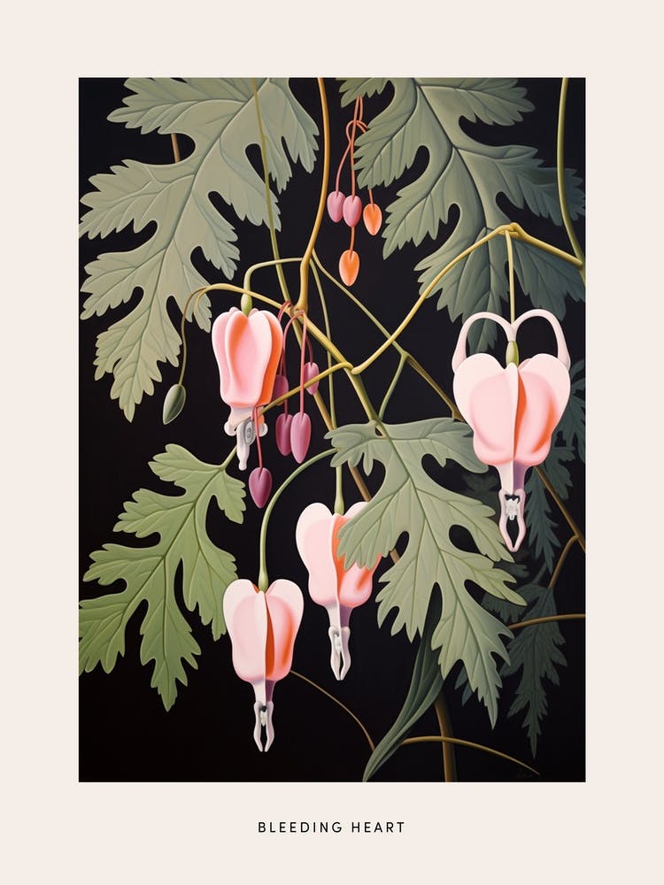 Flower Illustration Bleeding Heart Flower 2 Poster