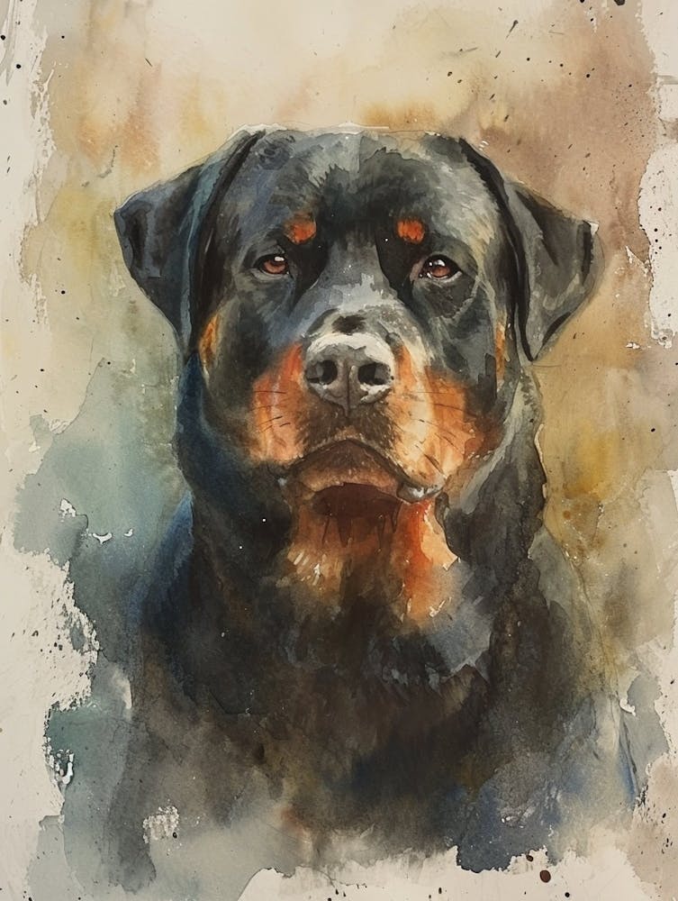Rottweiler Watercolor Painting 4