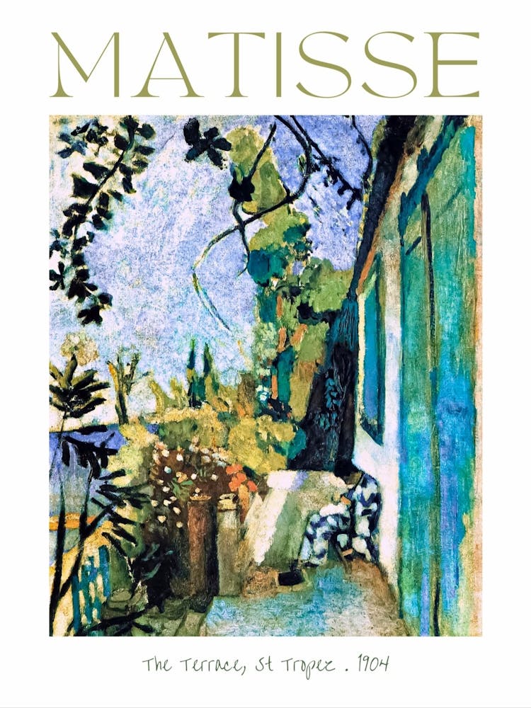 Henri Matisse Terrace at St Tropez 1904 France Art Poster Print in HD for Feature Wall Decor - Fully Remastered, Labelled, High Definition
