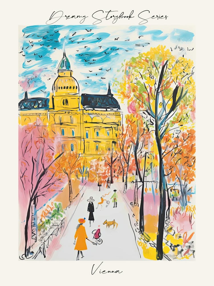 Poster Of Vienna, Dreamy Storybook Illustration 4