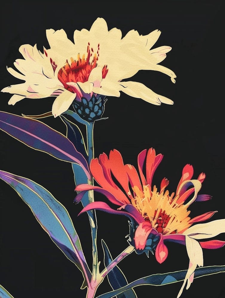 Neon Flowers On Black Asters 7