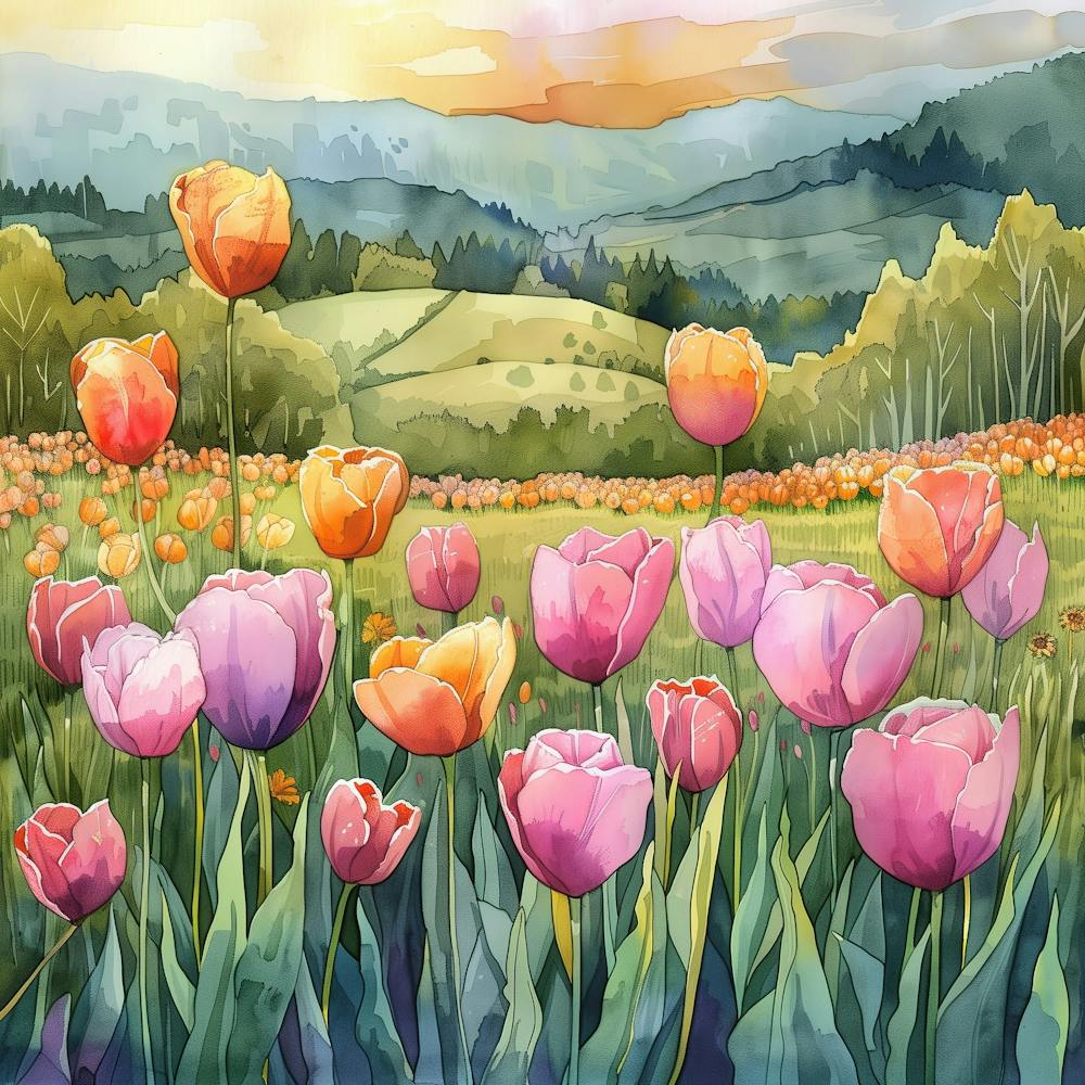 Watercolor Tulips 1