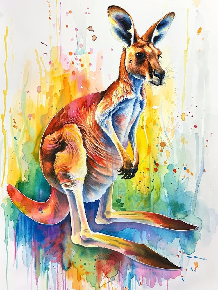 Kangaroo Colourful Watercolour 2