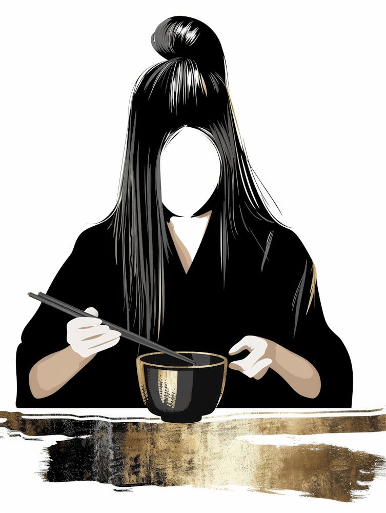 Asian Woman With Chopsticks