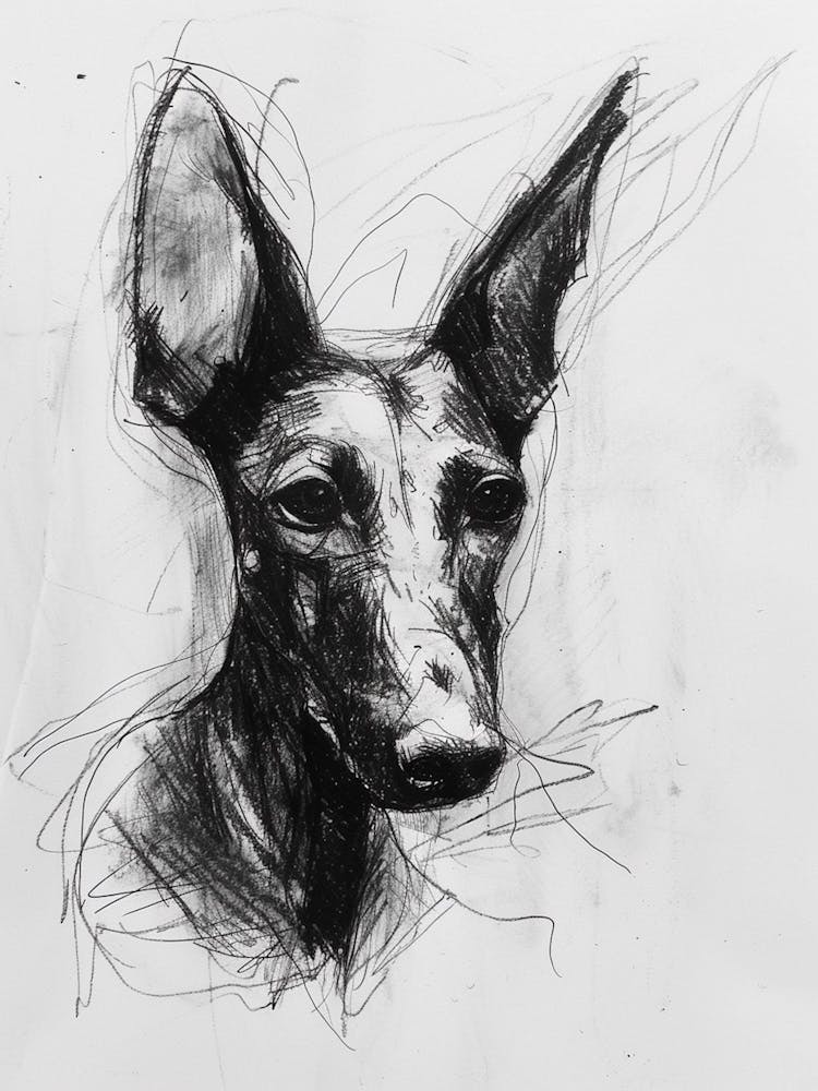 Ibizan Hound Dog Charcoal Line 2
