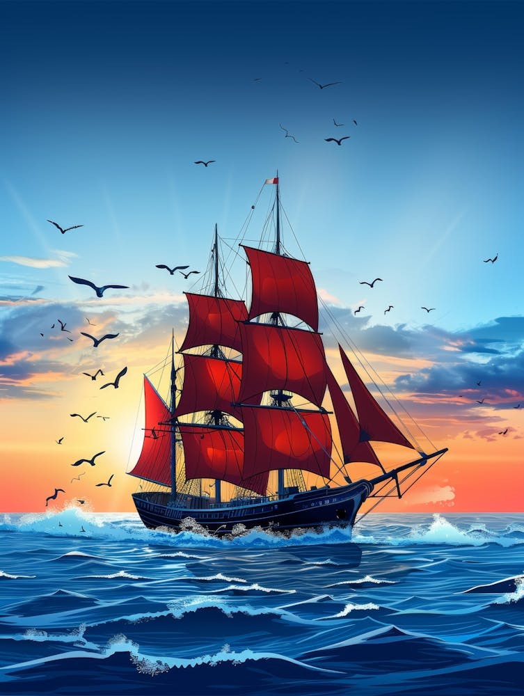 Voilier au Coucher du Soleil 1