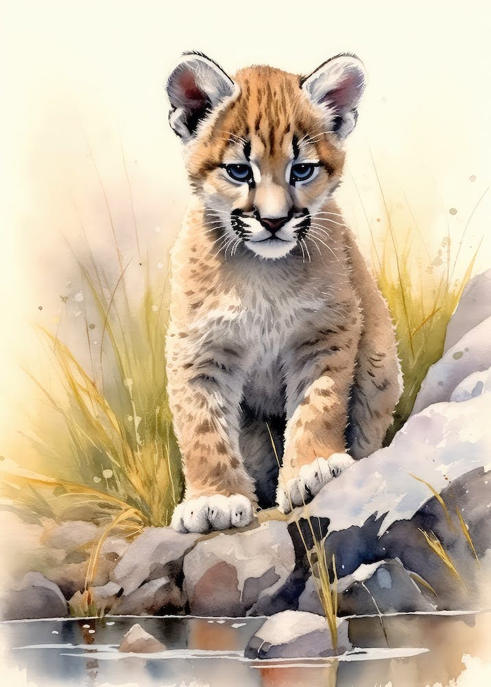Baby Puma Watercolor