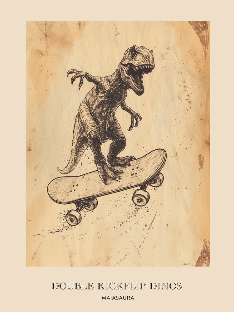 Maiasaura Vintage Dinosaur Poster 1