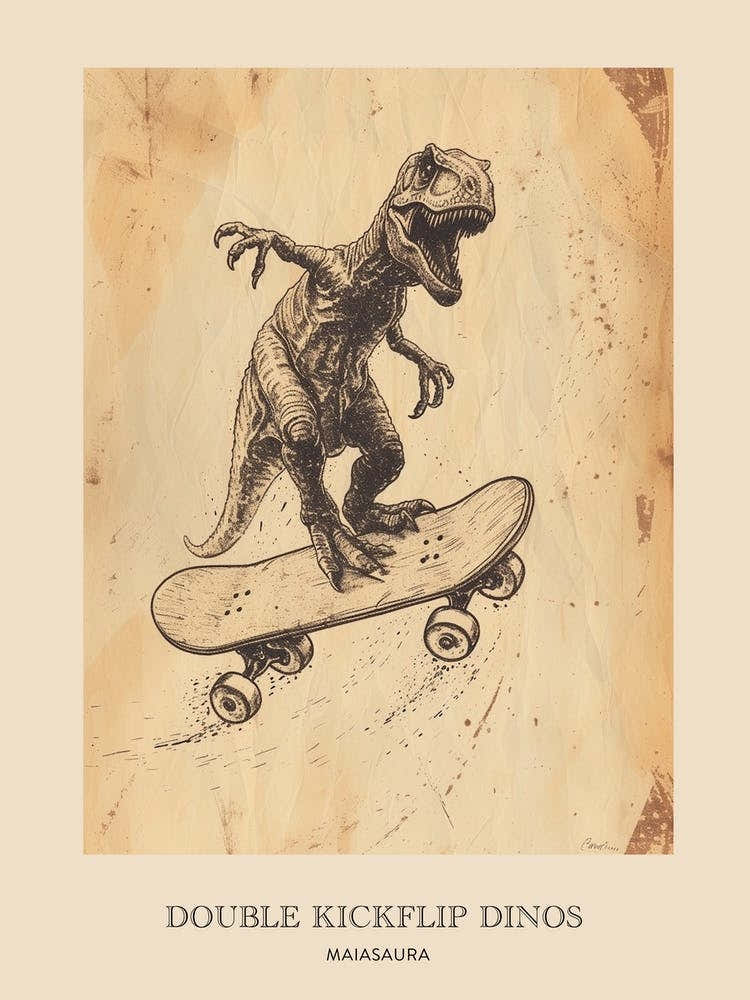 Maiasaura Vintage Dinosaur Poster 1