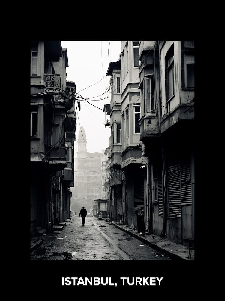 Poster Of Istanbul, Turkey, Mediterranean Black And White Photography Analogue 3
