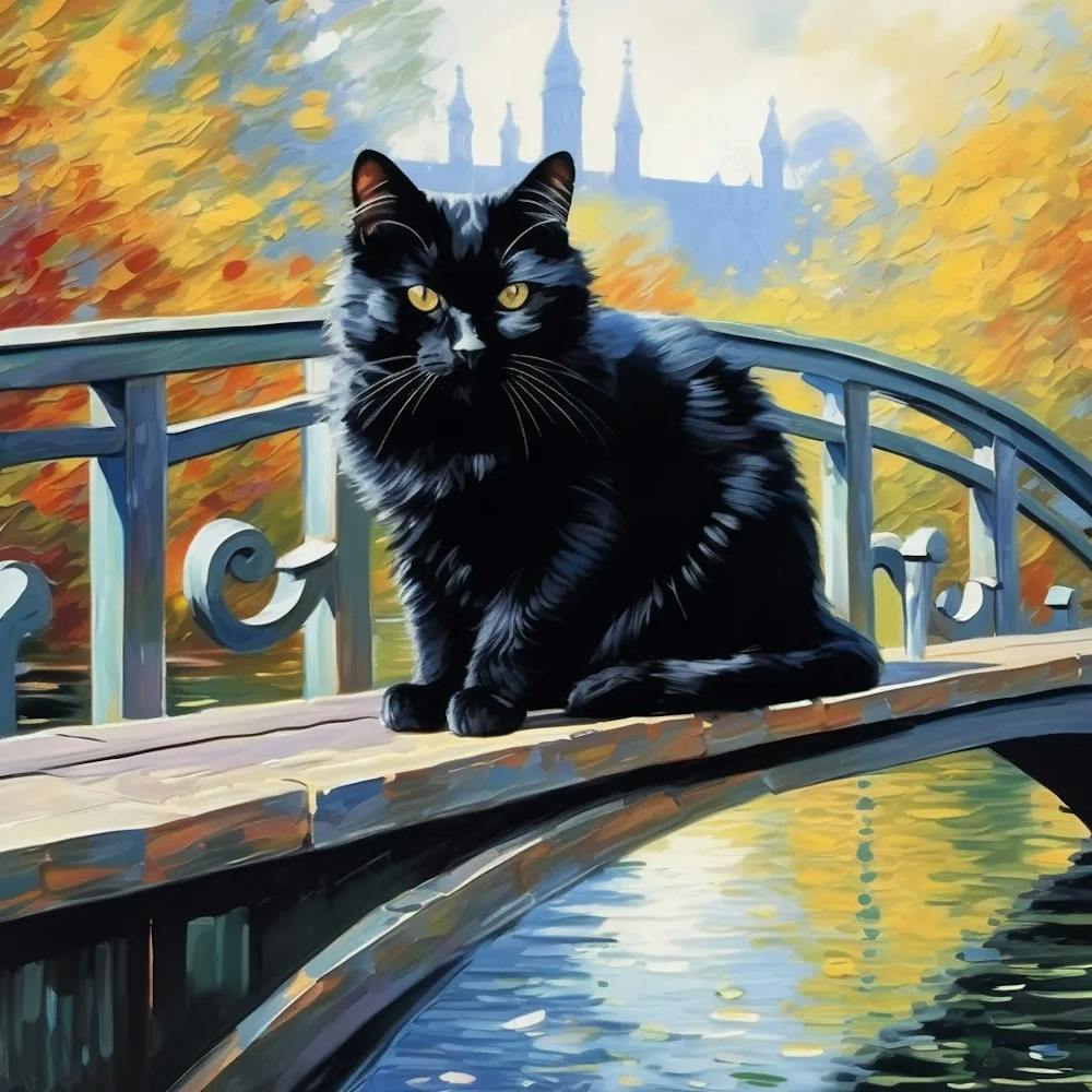 monet Cat On Bridge