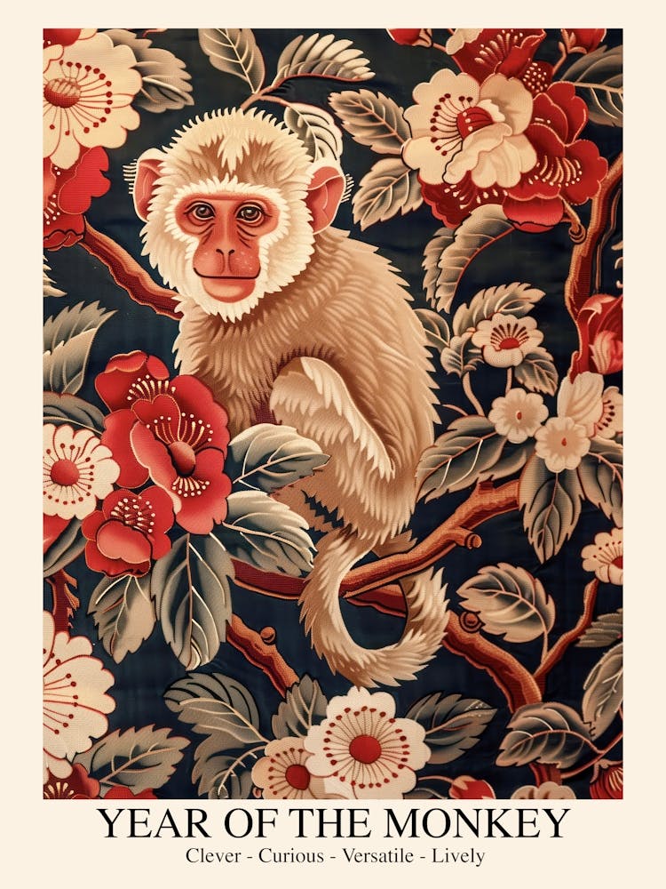 Chinese Lunar Year Of The Monkey 2 William Morris Style