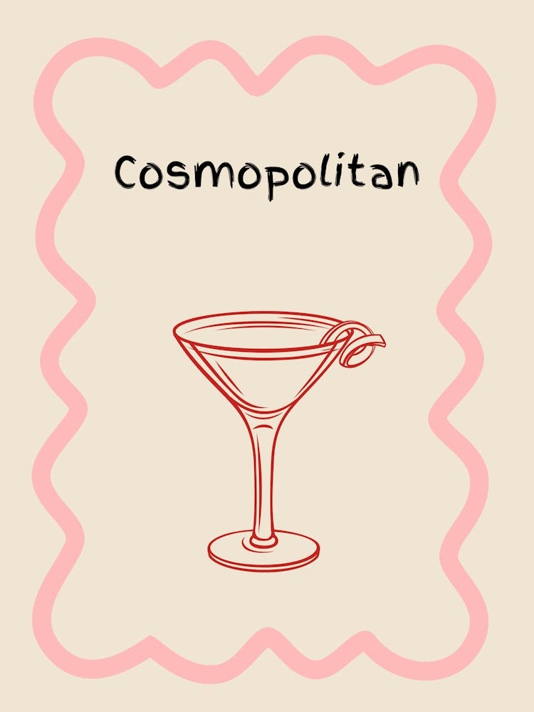 Cosmopolitan Doodle Poster Pink & Red