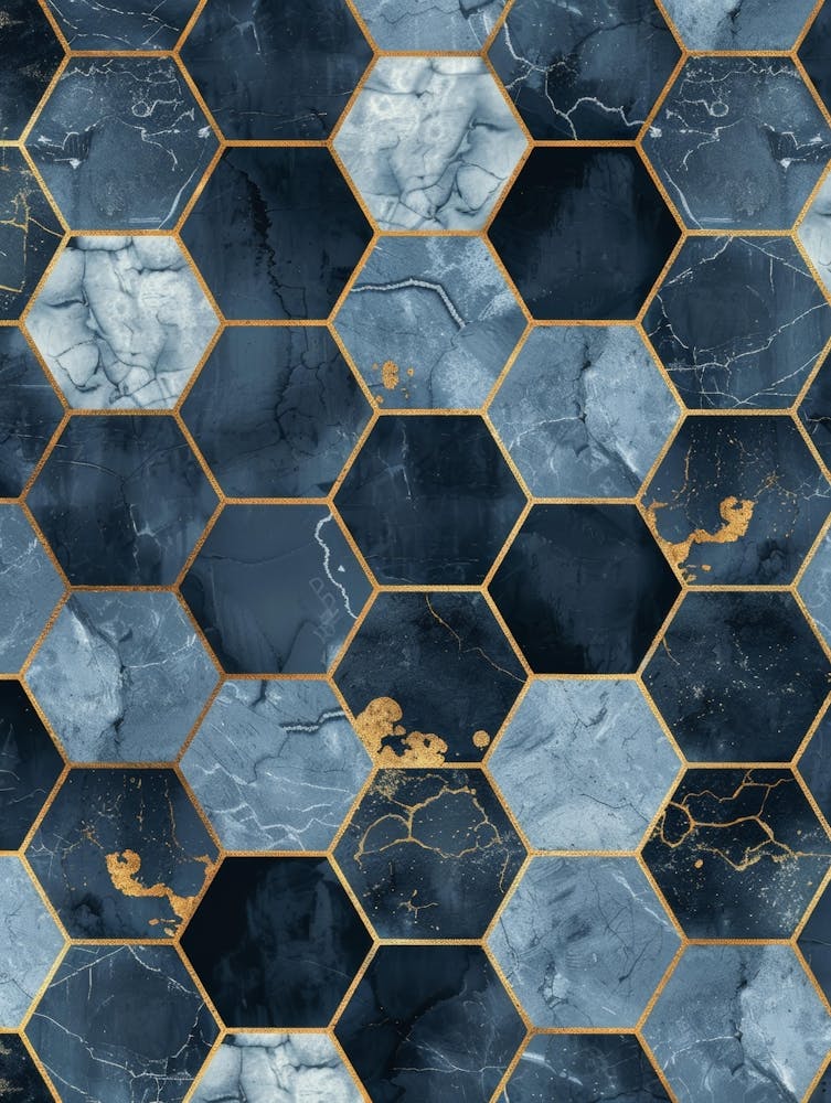 Blue And Gold Marble Wallpaper 1