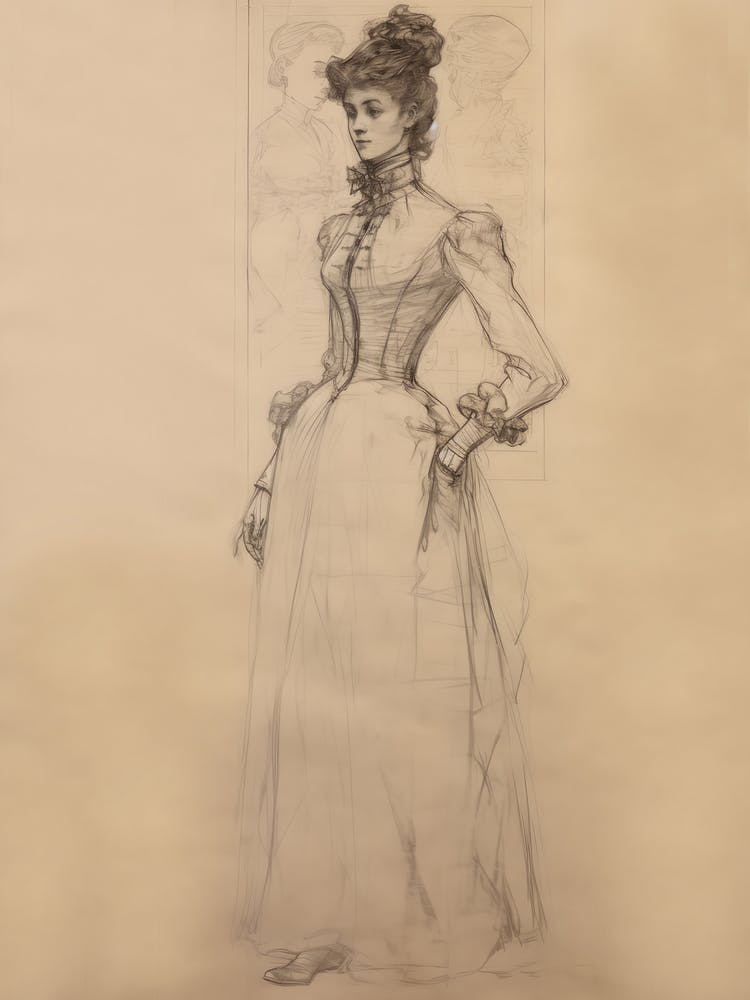 Victorian Woman Traditional Dress Study