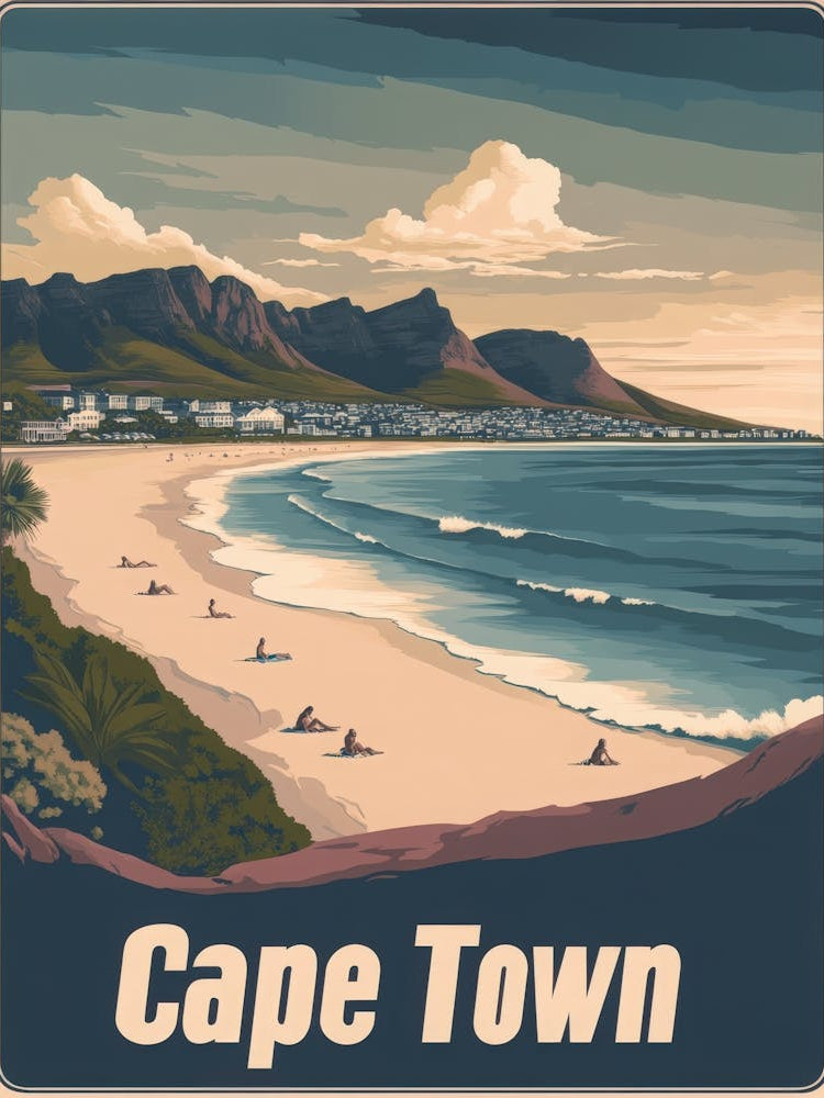 Aihrgdesign A Retro Travel Poster For Cape Town Featuring The Fa40e17f C0fc 4046 B7a1 3dfc087a8b34 1