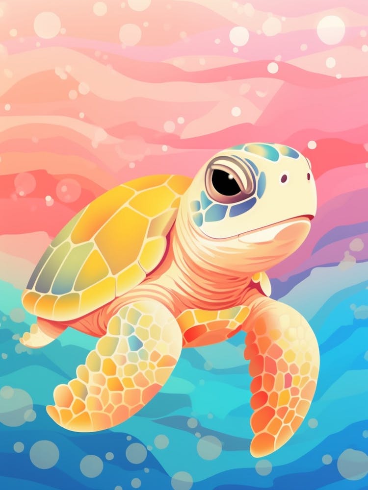Mosaïque Dessin Animé Tortue de Mer