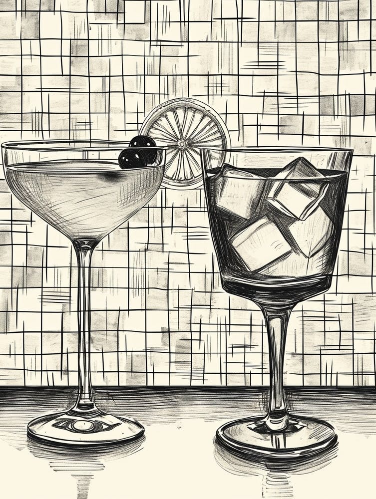 Linienzeichnung Skizze Von Cocktails