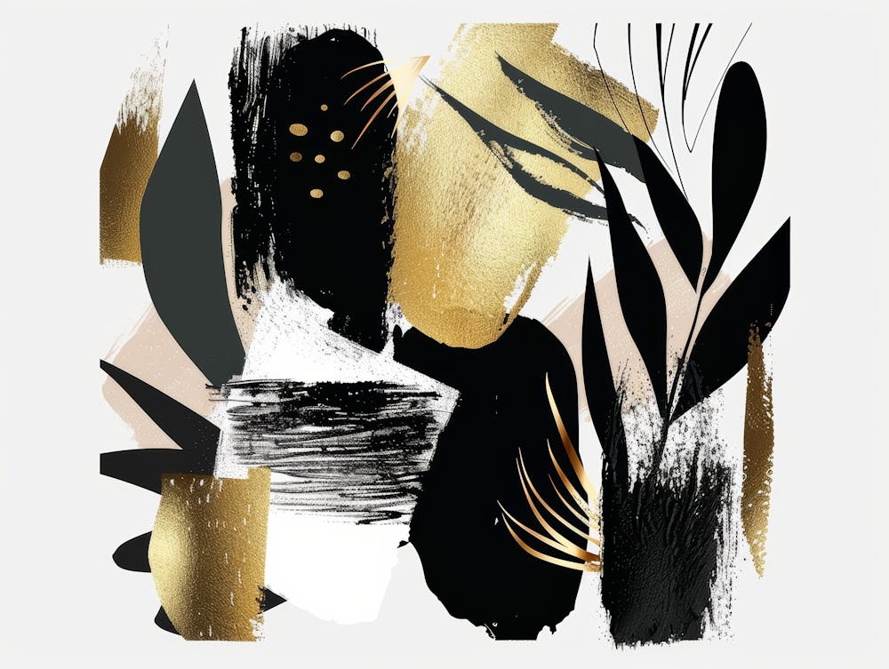 Peinture Abstraite Noir et Or 86
