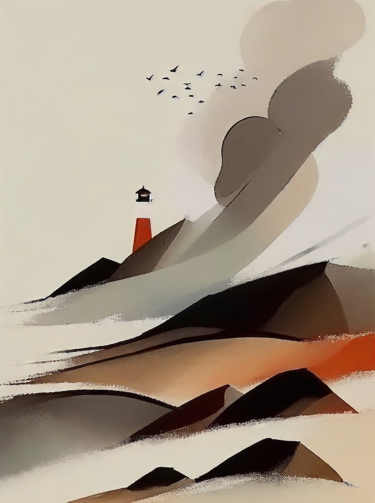 Lighthouse On The Cliffs - Abstract Minimal Boho Beach