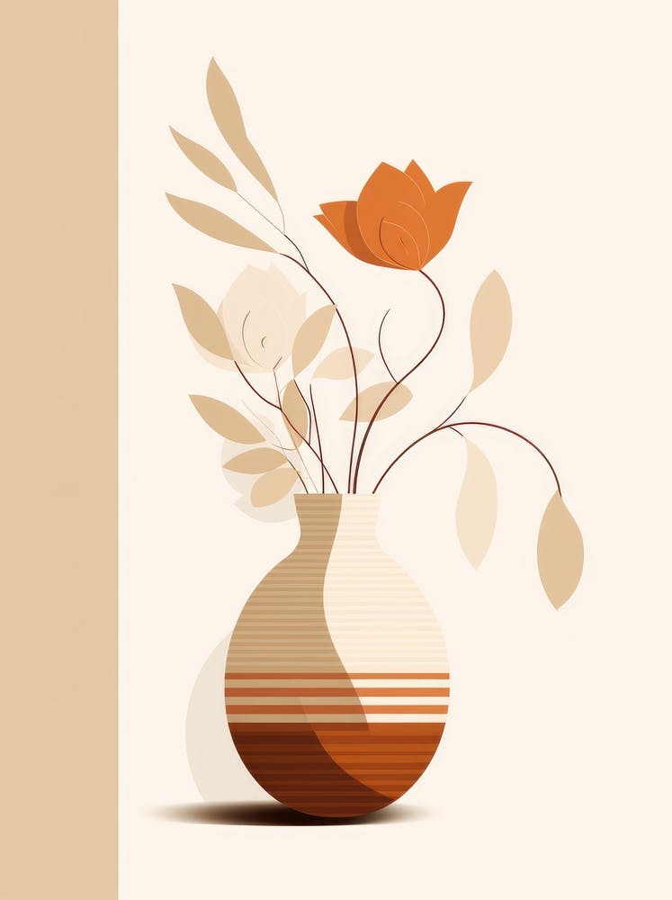 Abstract Floral Arrangement In A Vase