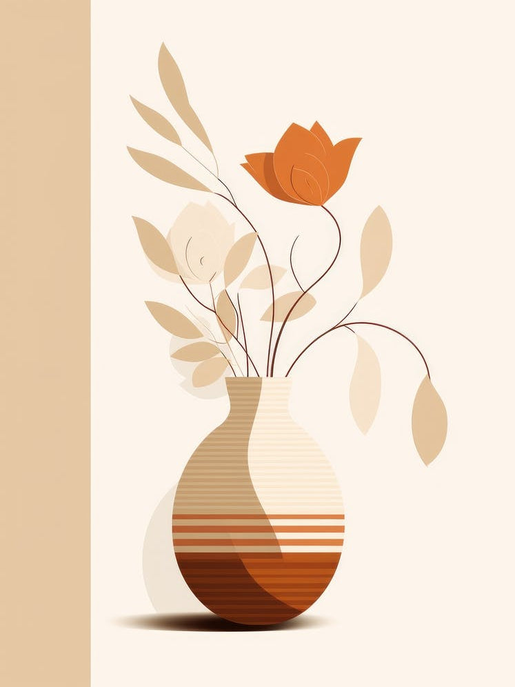 Abstract Floral Arrangement In A Vase