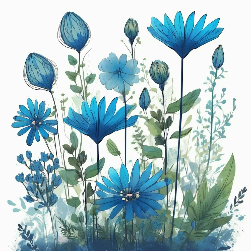 wildflower blue garden plant print 6