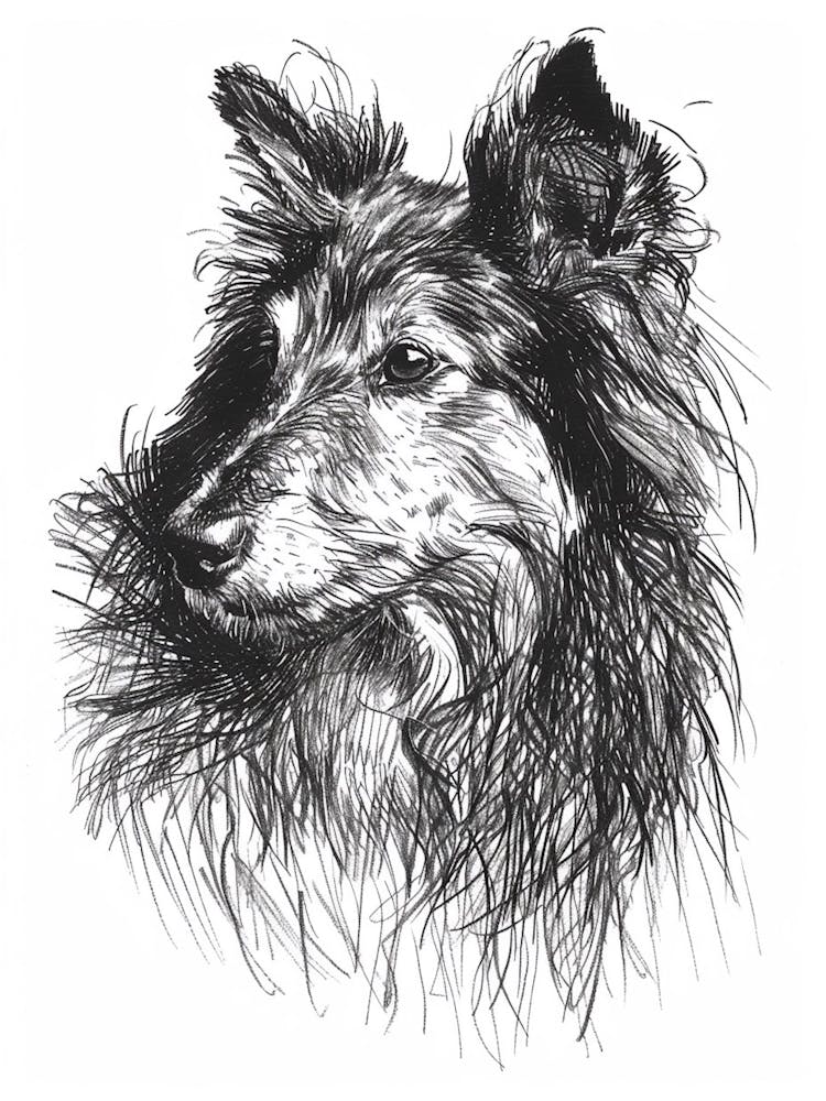Shetland Sheepdog Dog Line Sketch 2