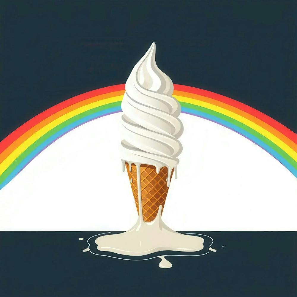 Ice Cream Cone With Rainbow