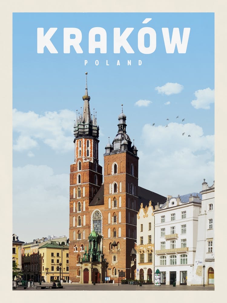 Krakow Poland Travel Poster