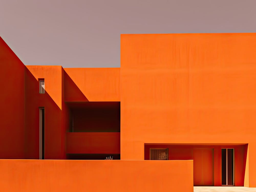 Bright Orange Wall House On The Beach Summer Photography