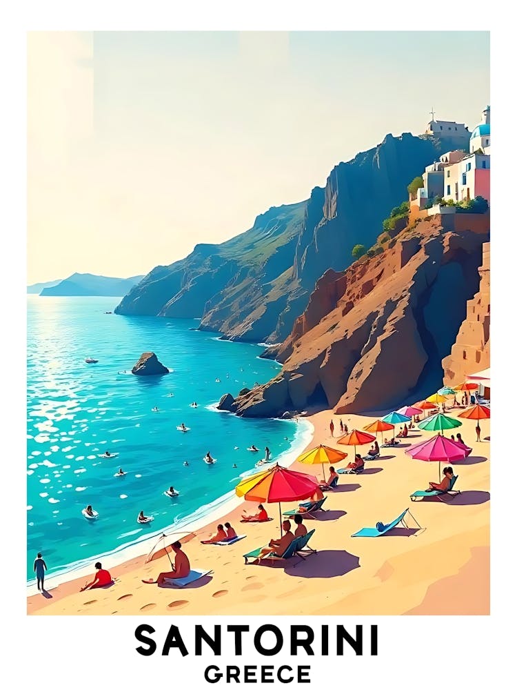 Santorini - Greece Vintage Travel Poster 13