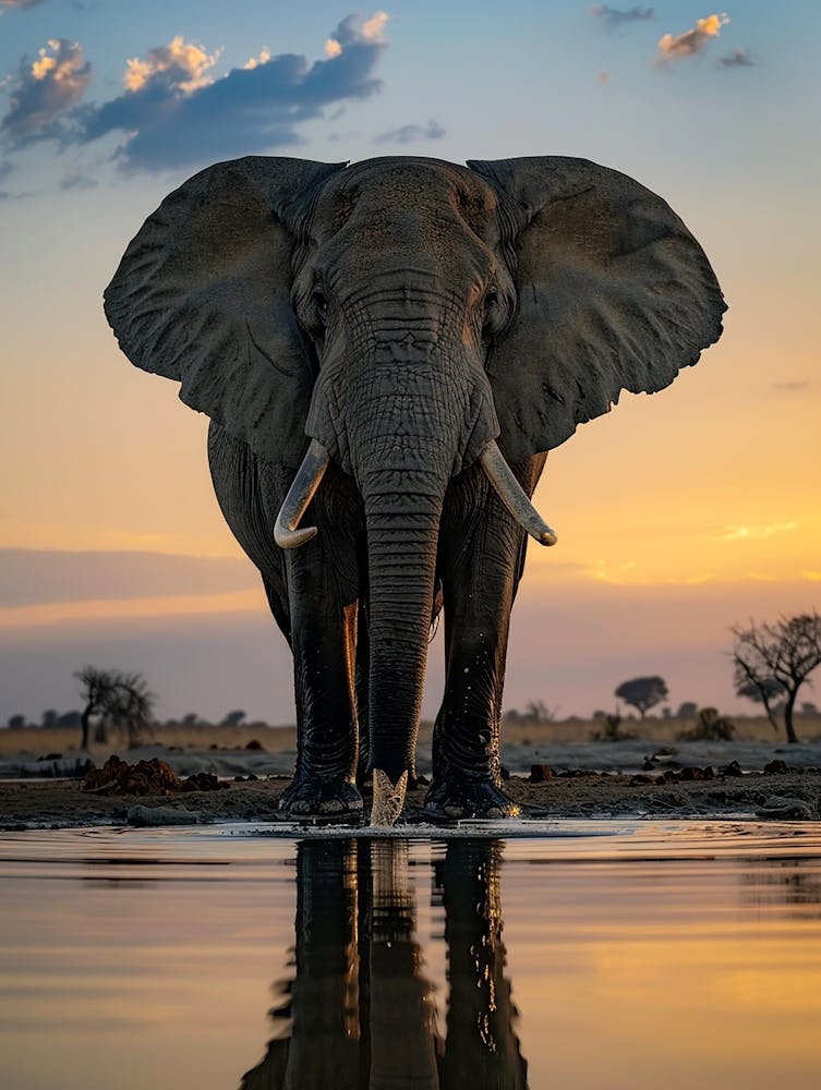 Elefant bei Sonnenuntergang