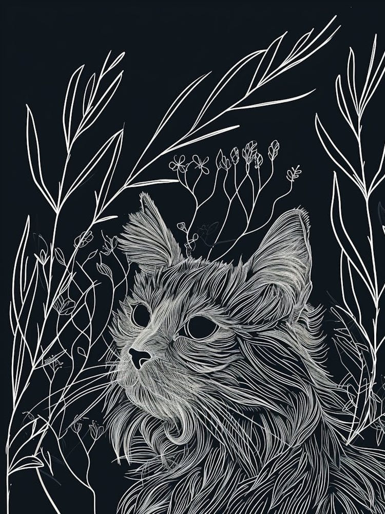 Selkirk Rex Cat Minimalist Illustration 1