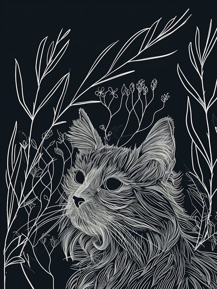 Selkirk Rex Cat Minimalist Illustration 1