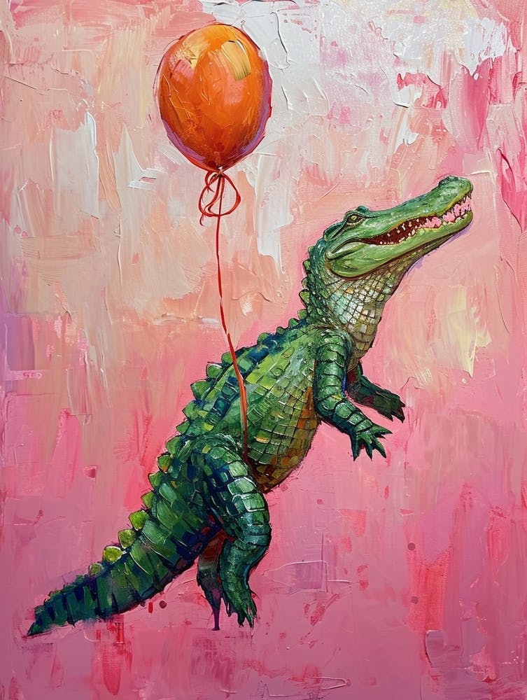 Cute Crocodile With Balloon