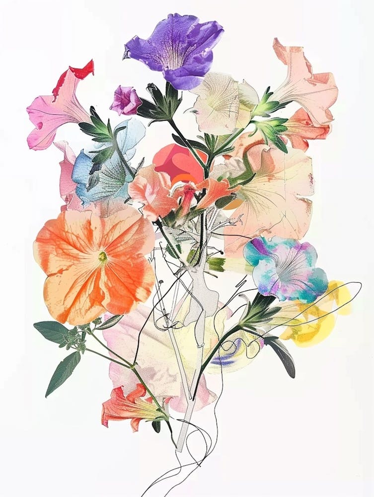 Petunia 1 Collage Flower Bouquet