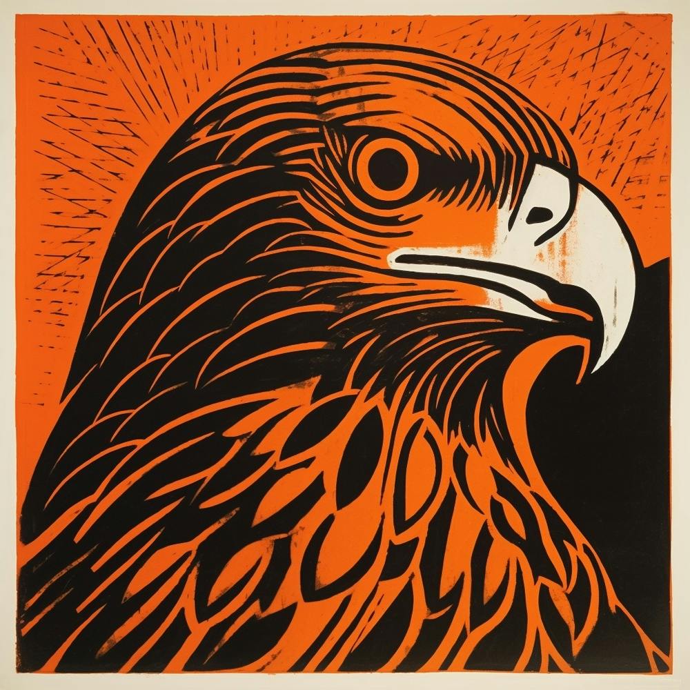 Retro Bird Lithograph Hawk 2