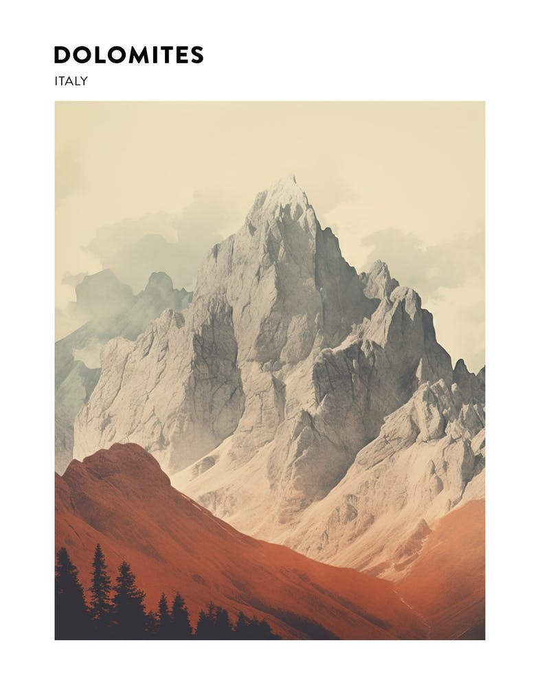 Dolomites Italy 3 Hiking Trail Landscape Poster