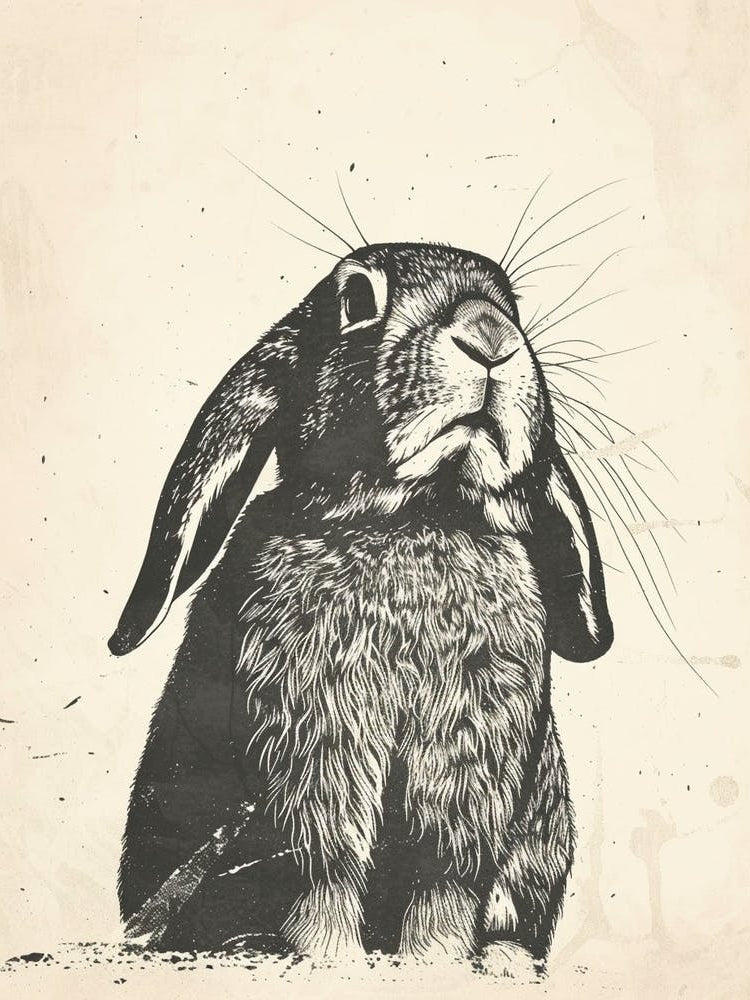 French Lop Blockprint Rabbit Illustration 1