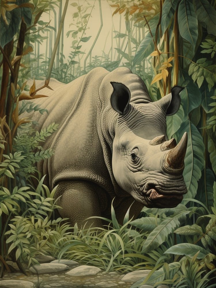 Rhinocéros Profondément Dans La Nature 7
