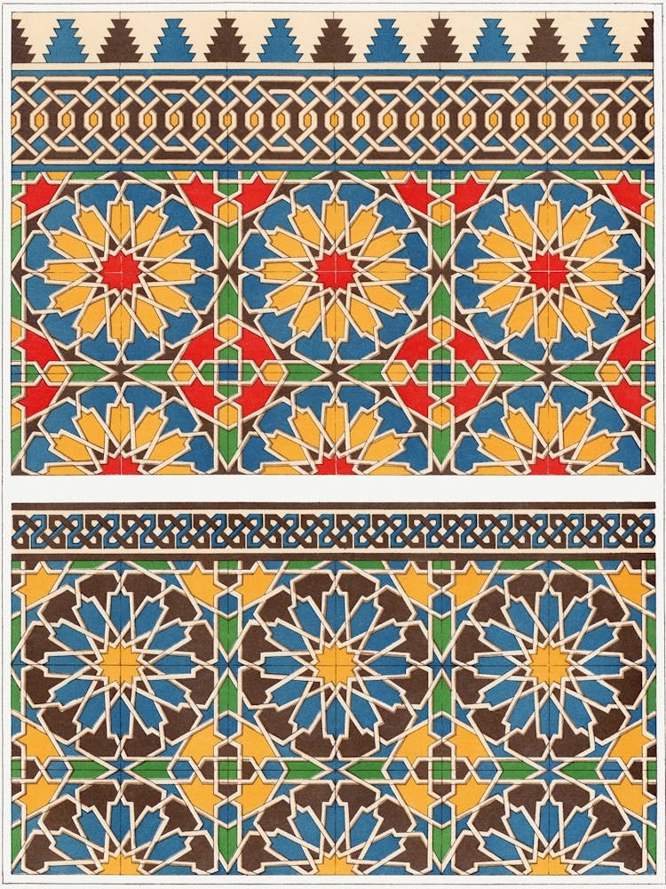 Emile Prisses D’Avennes Pattern, Plate No,73, La Decoration Arabe, Digitally Enhanced Lithograph From Own Original