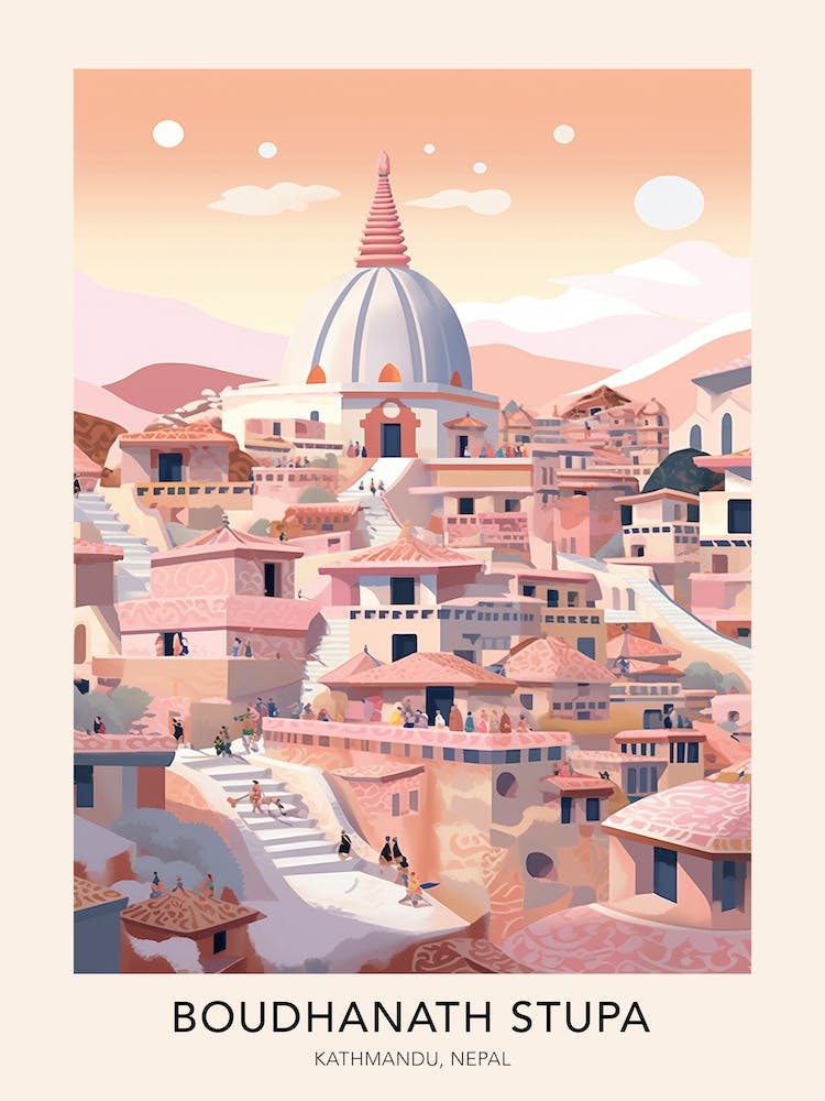 The Boudhanath Stupa Kathmandu Nepal Travel Poster